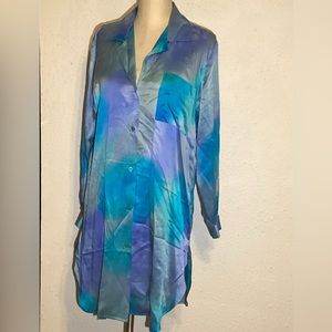Lasoie silk tye-dye tunic blouse size small